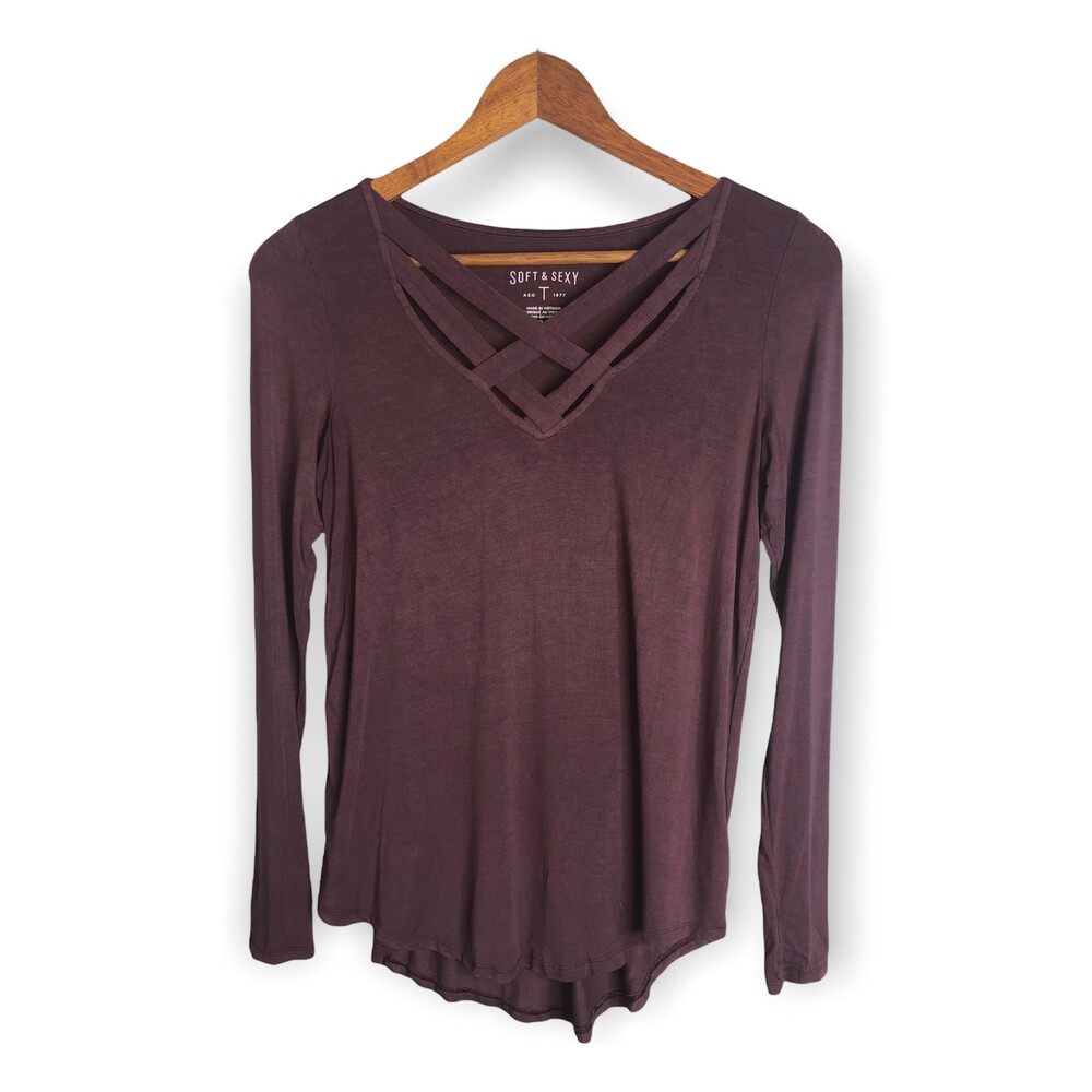American Eagle Soft & Sexy Long Sleeve Criss Cross Top